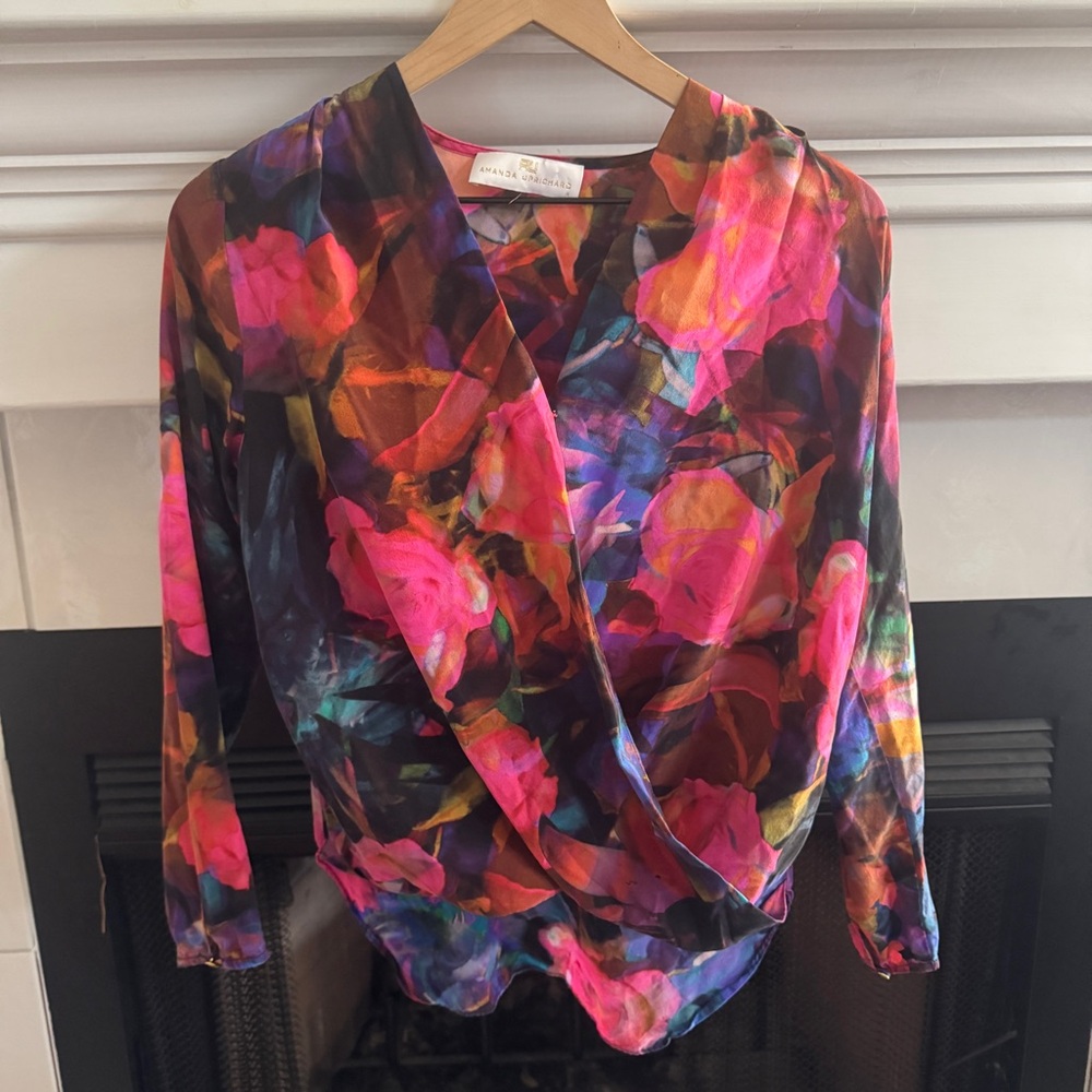 Amanda Uprichard Crossover Wrap Blouse size Petite P